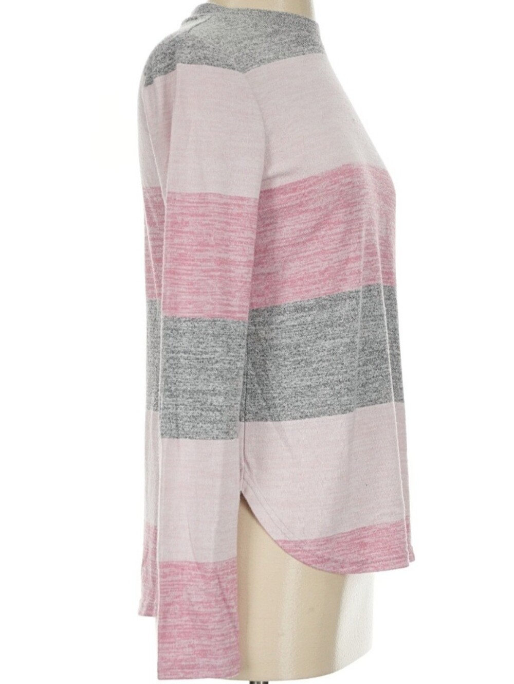Banana Republic Luxespun Curved Hem Tee - Gray & Pink - Size Large - NWT